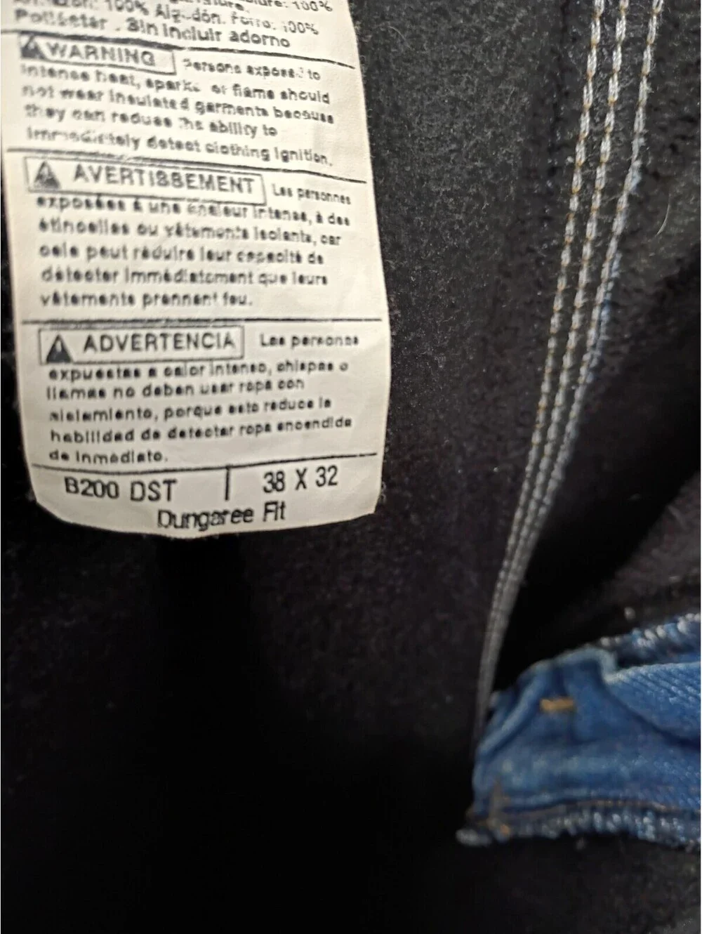 Carhartt Jeans Mens 38X32 Blue Denim Dungaree Fit Fleece Lined Workwear Outdoor